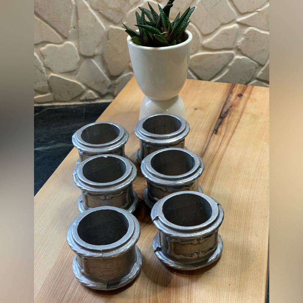 WILTON ARMETALE COUNTRY TAVERN WARE | Set of 6 | Vintage Napkin Rings